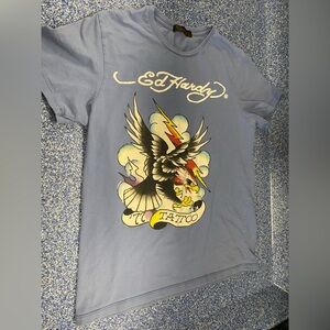 Men’s XL tshirt Ed hardy light blue